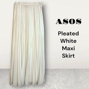 ASOS Chiffon Pleated White Maxi Skirt
